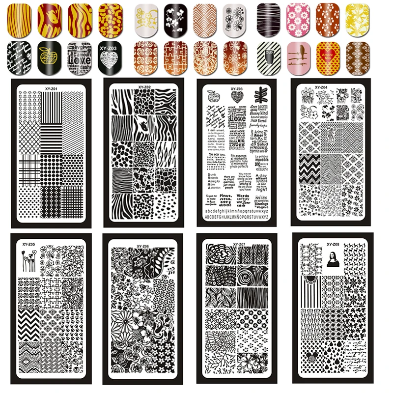 1 Piece Nail Art Image Stamp Stamping Plates English Letter Pattern Manicure Template Plates DIY Polish Stencil Nail Tools XYZ03