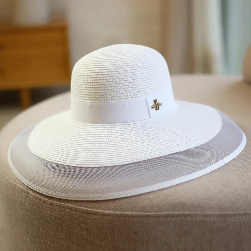 Summer Large Brim Straw Hat Floppy Wide Brim Sun Cap bee Beach Foldable Hats New adjustable  2020 Hats for Women