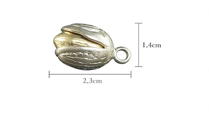 retro Handmade Brass creative pistachio nut craft DIY ornament Miniature Keychain ring Pendant accessories a3877