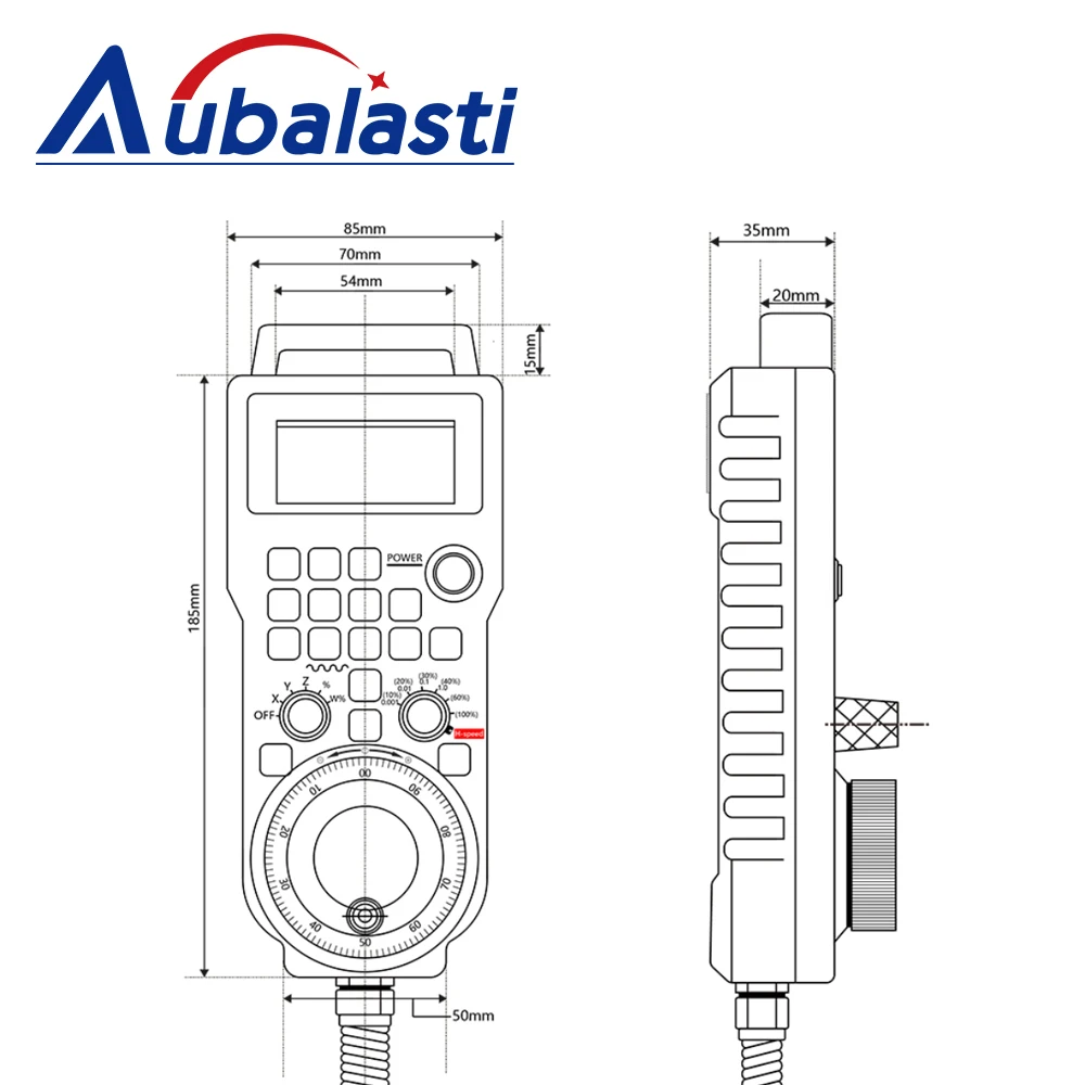 Aubalasti XHC LHB04B 4axis 6axis Mach3 Wired MPG Pendant Handwheel CNC Controller For CNC Route Engraving Machine