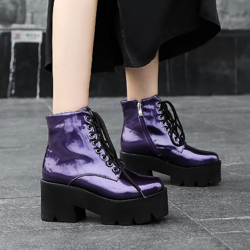 Sexy Platform Ankle Boots for Women Fashion Punk Heels Boots Women 2021 Winter Spring Black Purple Yellow Boots Lady Shoes 41 43