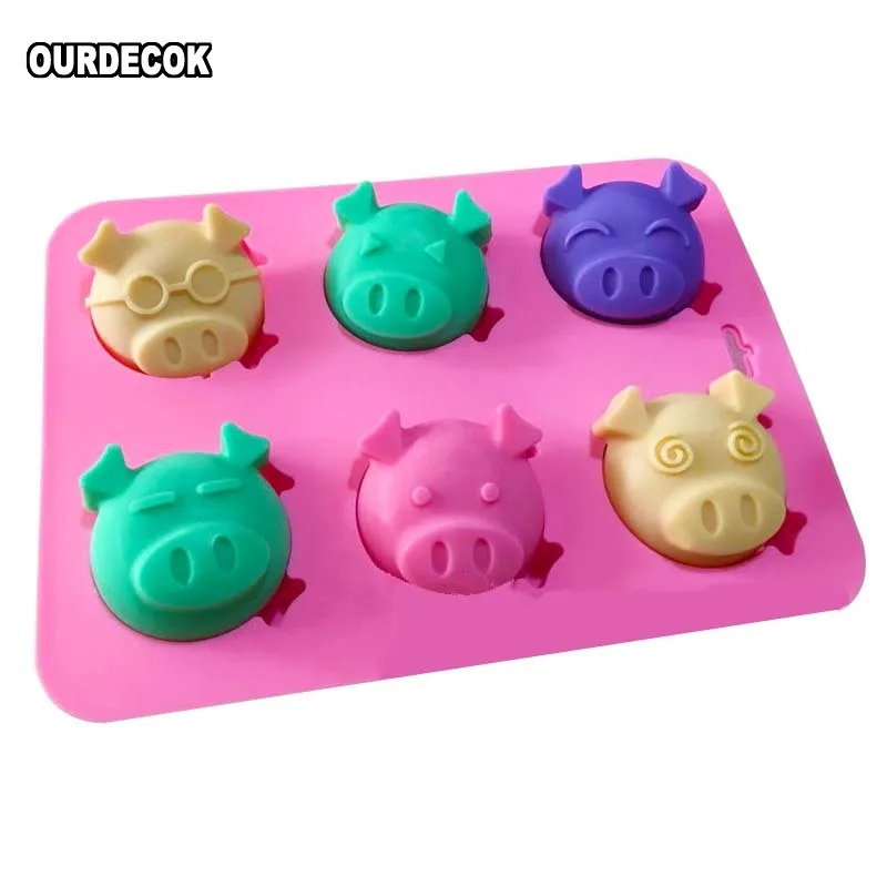 

6 Hole Cute Pig Food-grade Silicone Soap Mold Cake Angel Couple Handmade Maker Tool 3D Soap Molds DIY Crafts Mold
