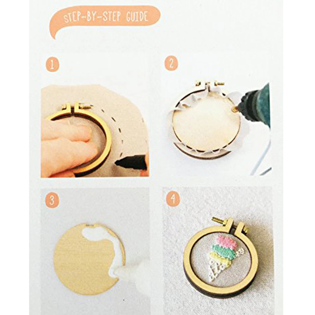 10Pcs Mini Ring Embroidery Hoop Wooden Cross Stitch Hoop for Frame Craft Favors 30mm x 25mm