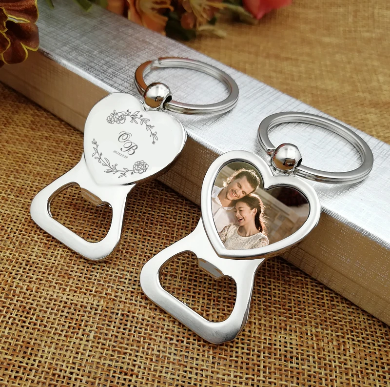 50 Stück graviert personal isierte Hochzeit Gunst Schlüssel ring Flaschen öffner Liebe Herz Schlüssel bund personal isierte Hochzeits bevorzugung Geschenk Souvenir – Detail 2