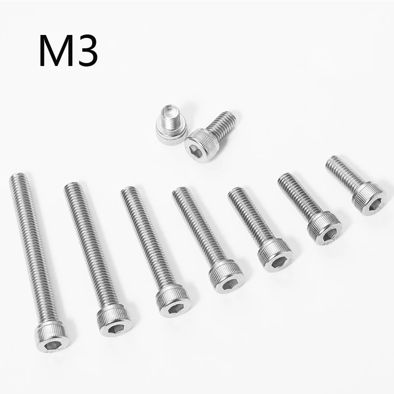 M3 Bolt 304 Stainless Steel Hex Socket Screw M3*5 6 8 10 12 22 25 30 35 40 45mm Hexagon Socket Head Cap Bolt M3 Nut and Washers