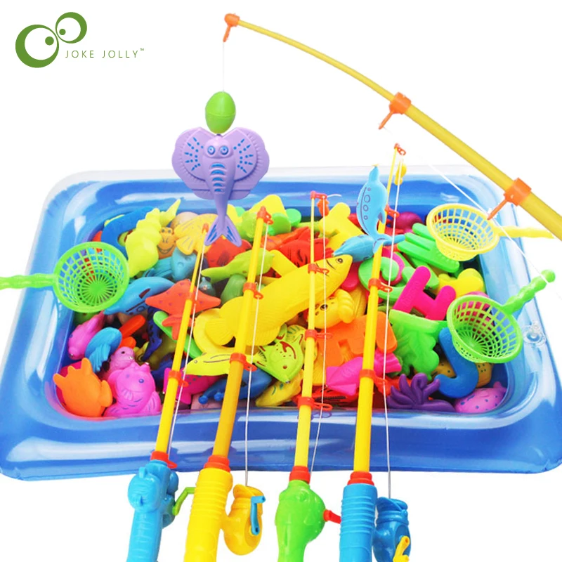 Kids\' Fishing Toy Set Play Water Toys for Baby Magnetic Rod and Fish with Inflatable Pool Outdoor Sport Toys for Children