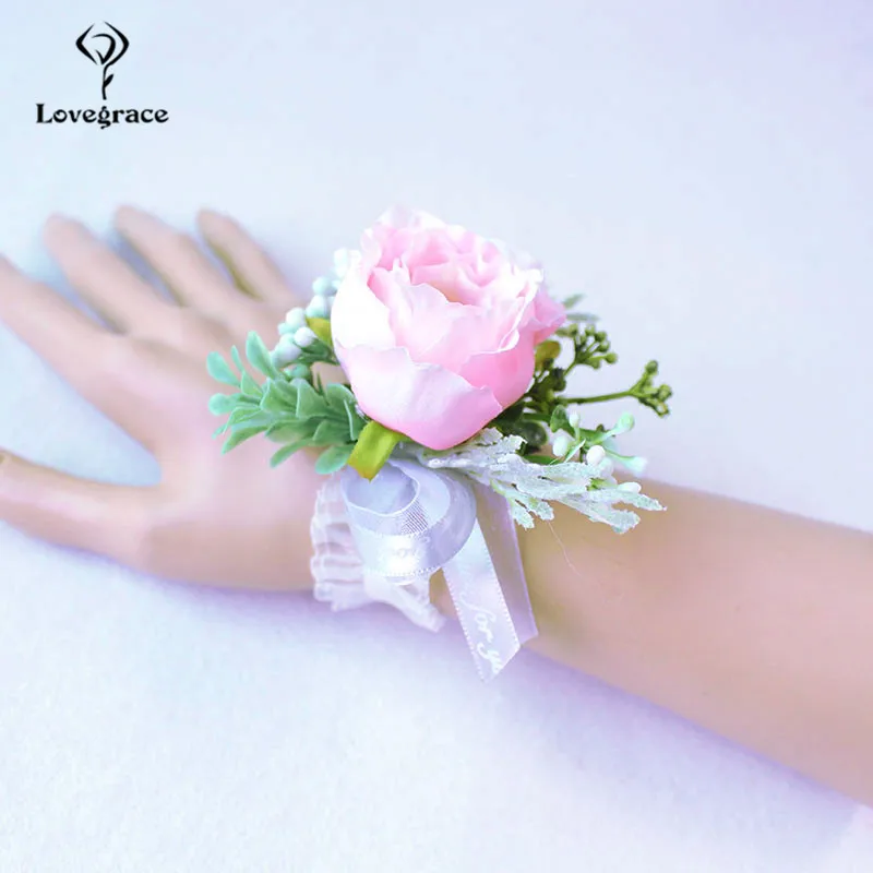 Roze Witte Zijde Bloem Pols Corsage Armband Pols Corsage Bruiloft Armband voor Bruidsmeisjes Bruiloft Getuige Mariage Accessoires