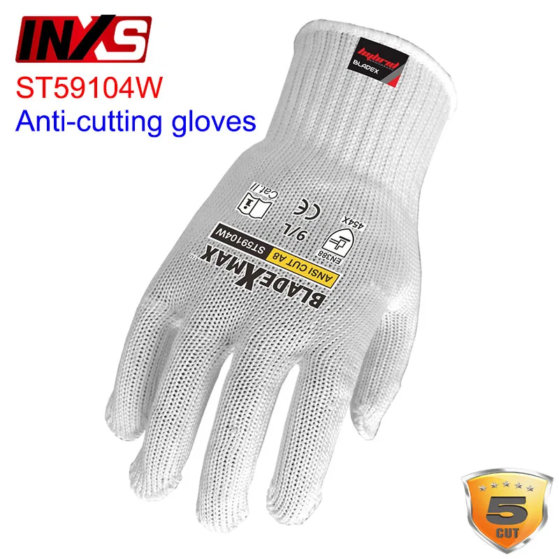 

SAFETY-INXS ST59104W Level 5 Anti-cutting gloves white BladeX fiber anti cut gloves Machine made Food cutting safety glove