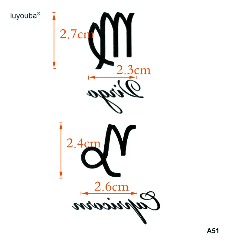 Virgo And Capricorn  Waterproof Temporary Tattoo Sticker Henna Tatoo Body Sticker Fake Tattoo The Flash Tatuajes