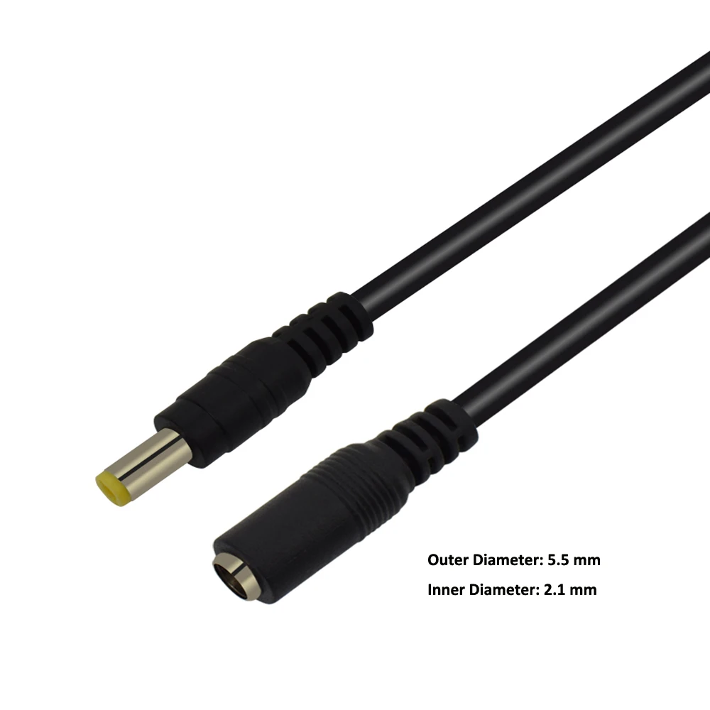 Cable de extensión de alimentación CC, 1m, 3m, 5M, 10M, 12 V, enchufe Jack a 5,5mm x 2,1mm, enchufe macho para cámara CCTV, Cable de extensión de 12 voltios