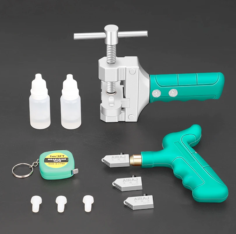 AIRAJ Glass Tile Cutter Tool Kit Tile Cutter Hand Tools Set with Alloy Steel Blades, Spacers, Special Oil Bottles Tape Measure