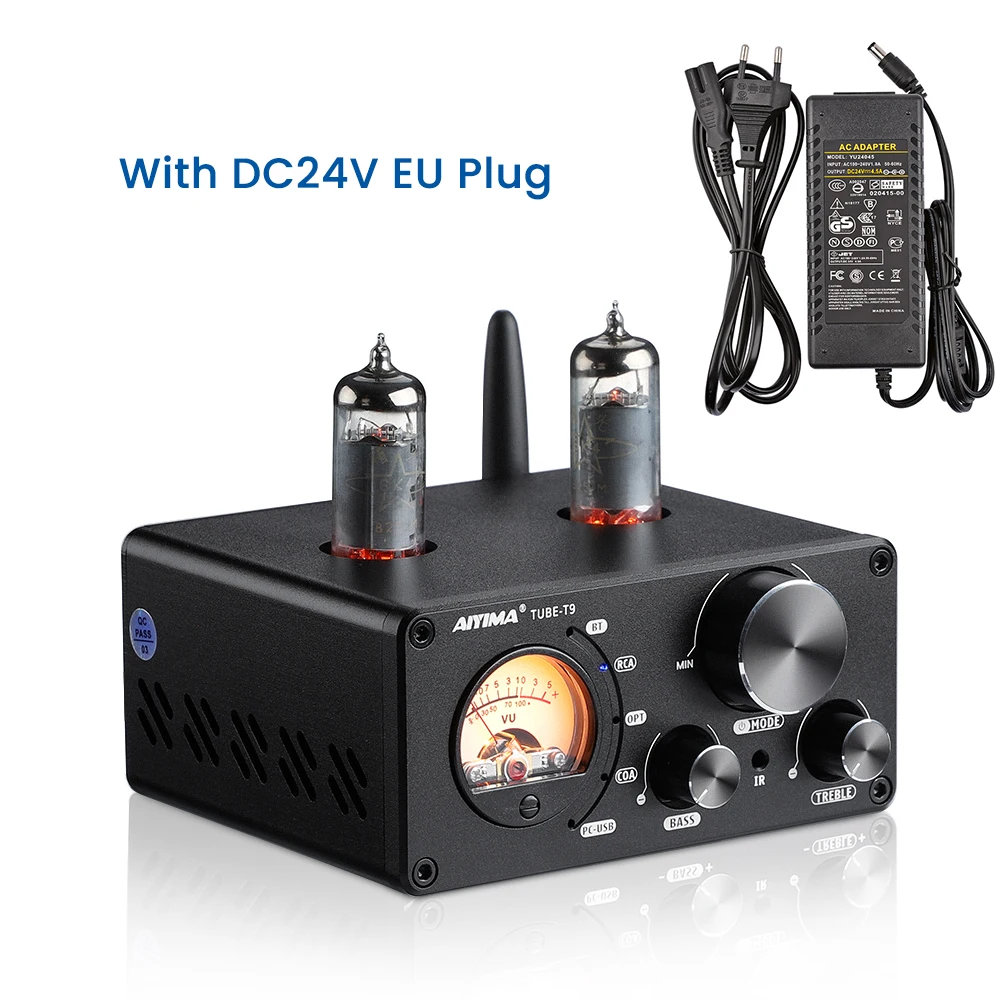 AIYIMA T9 HiFi Bluetooth 5,0 Vakuum Rohr Verstärker USB DAC Stereo Amplificador COAX OPT Home Audio Power Verstärker VU Meter 100W 3