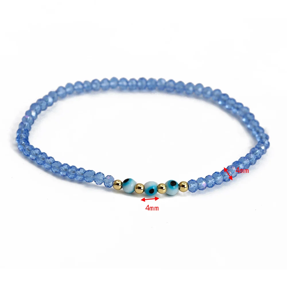 Lucky Eye Multi Color Crystal Bead Strand Bracelet Adjustable Turkish Evil Eye Bead Bracelet for Women Girls Jewelry BE411