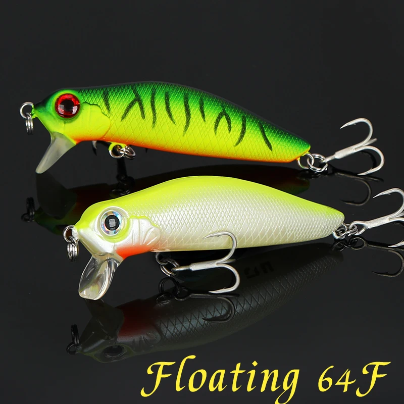 TSURINOYA 0-30m Shallow Runner Fishing Lure 64mm 6g DW71 Floating Minnow Pike Bass Jerkbait Artificial Hard Bait Crankbait