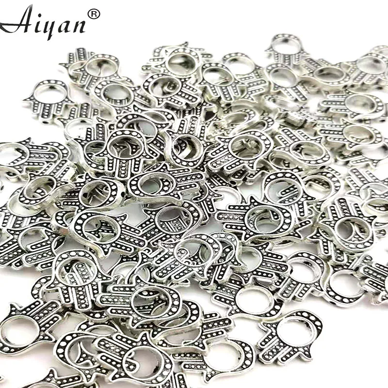 100Pieces Palm  Elephant Horseshoe Turtle Owl  Four-leaf  Clover Perforated  Accessories Can Hand DIY Into  Bracelet Or Necklace