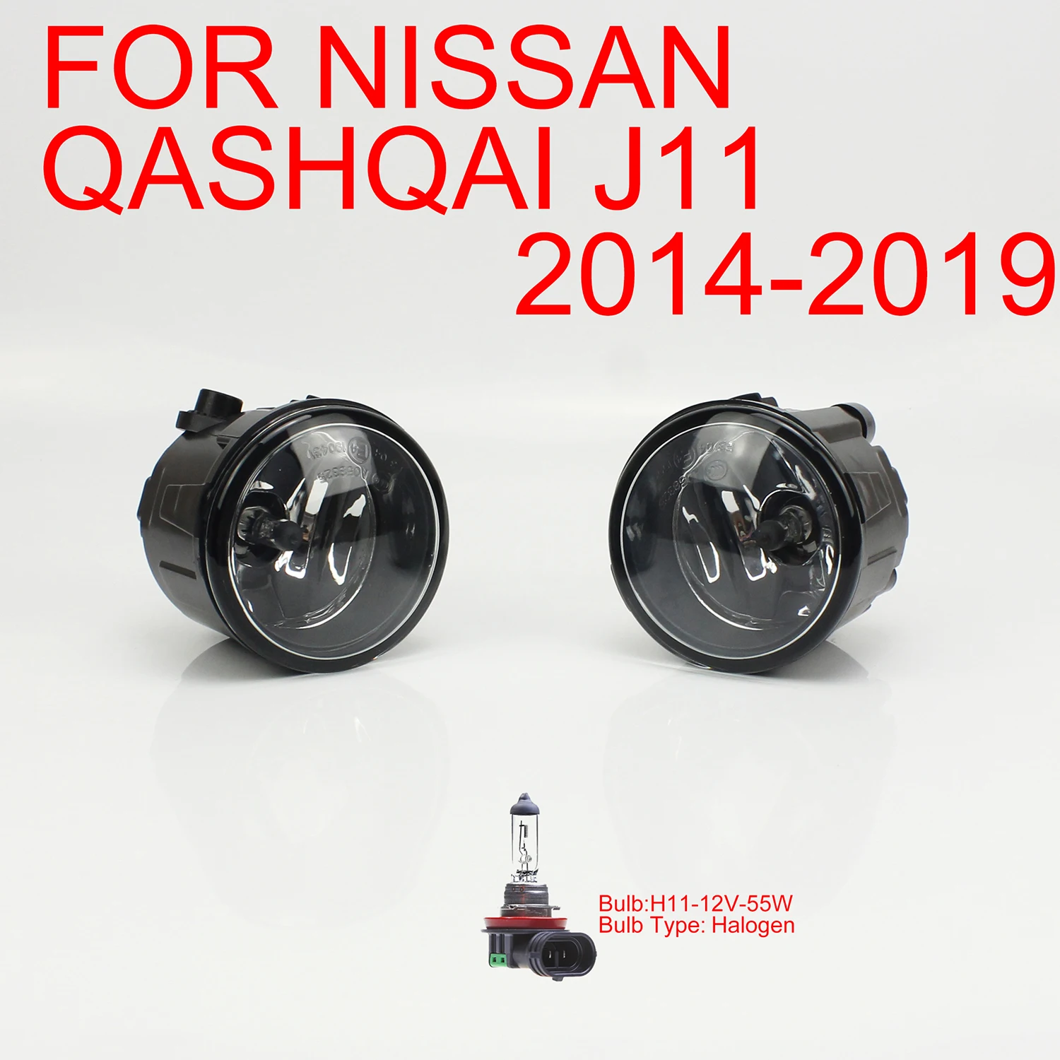 

For Nissan Qashqai J11 2014 2015 2016 2017 2018 Fog Light Lamp Driver & Passenger Side Direct Replacement /Bulb H11-12V-55W