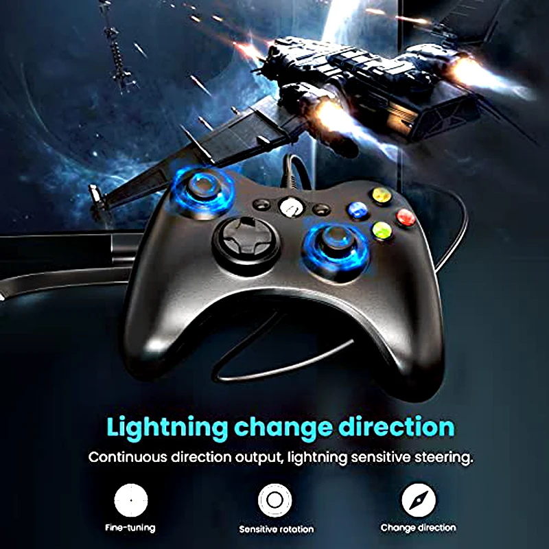 DATA FROG USB Wired Controller For Xbox 360 Game Console Vibration Joystick Gamepad For PC/Windows 7/8/10 Support For Steam Game