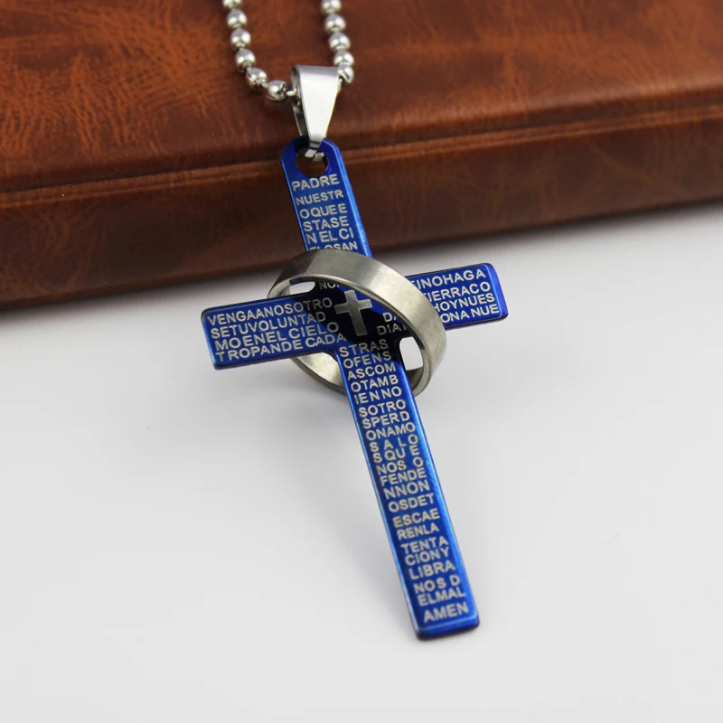 NEW Fashion Stainless Steel Pendant Christian Bible Prayer Cross Pendant Men Necklace Charming Gifts Jewelry Gifts 2024