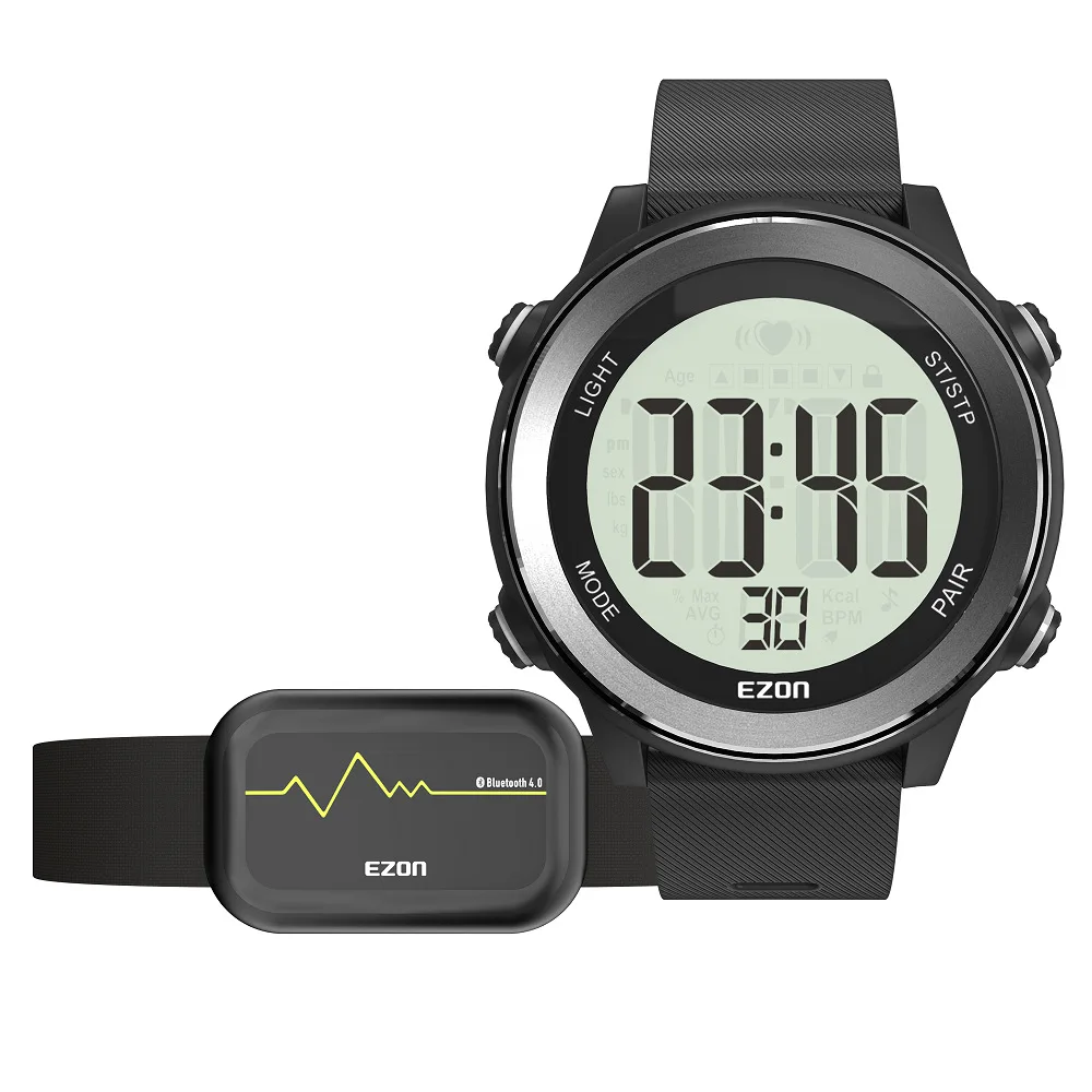 Bluetooth Heart Rate Monitor Digital Watch With Chest Strap Men's Running Cycling Sports Polar Watches Alarm Chronograph Calorie