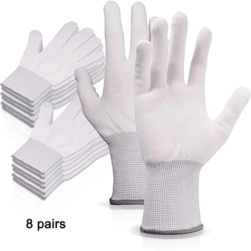 FOSHIO 4/8/20 Pairs Anti-Static Work Gloves Vinyl Film Wrapping Applicator Tool Window Tint Nylon Hand Protector Car Accessories