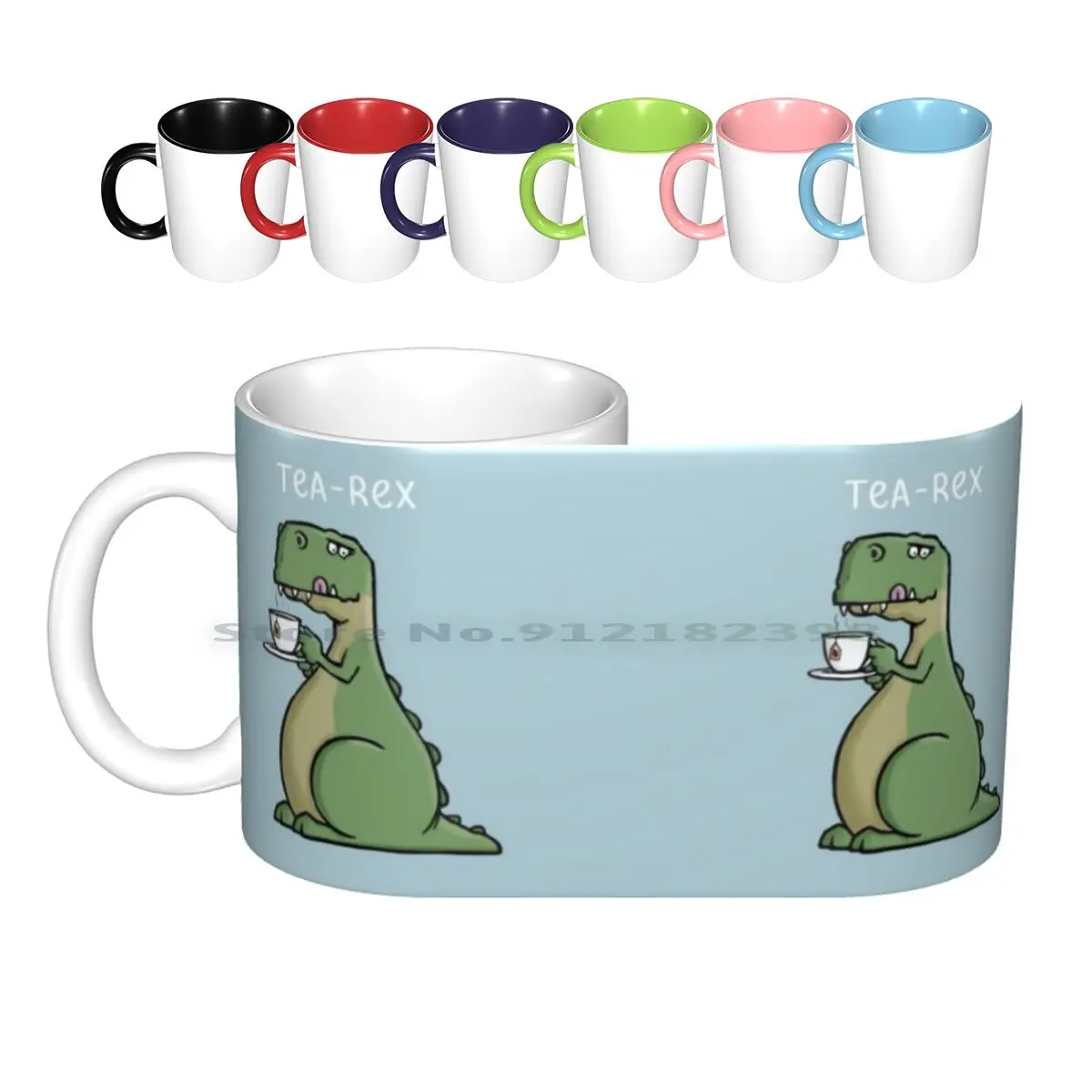 Tea-Rex-Funny T-Rex Dinosaur Tea Pun Cartoon Illustration Ceramic Mugs Coffee Cups Milk Tea Mug T Rex Dinosaur Stegosaurus