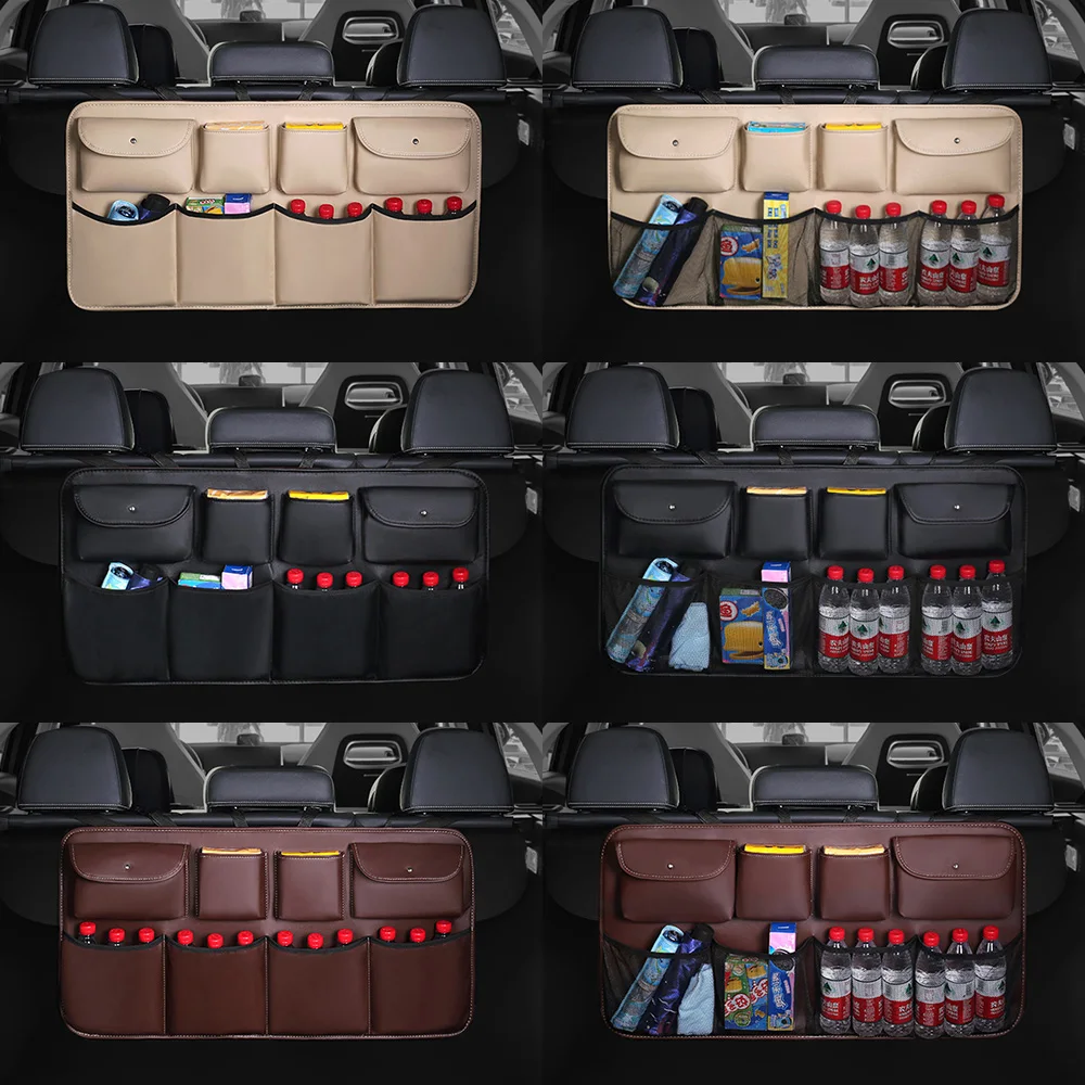 

Auto Stowing Tidying Multi Hanging Nets Pocket Car Rear Seat Back Storage Bag Car Trunk Organizer