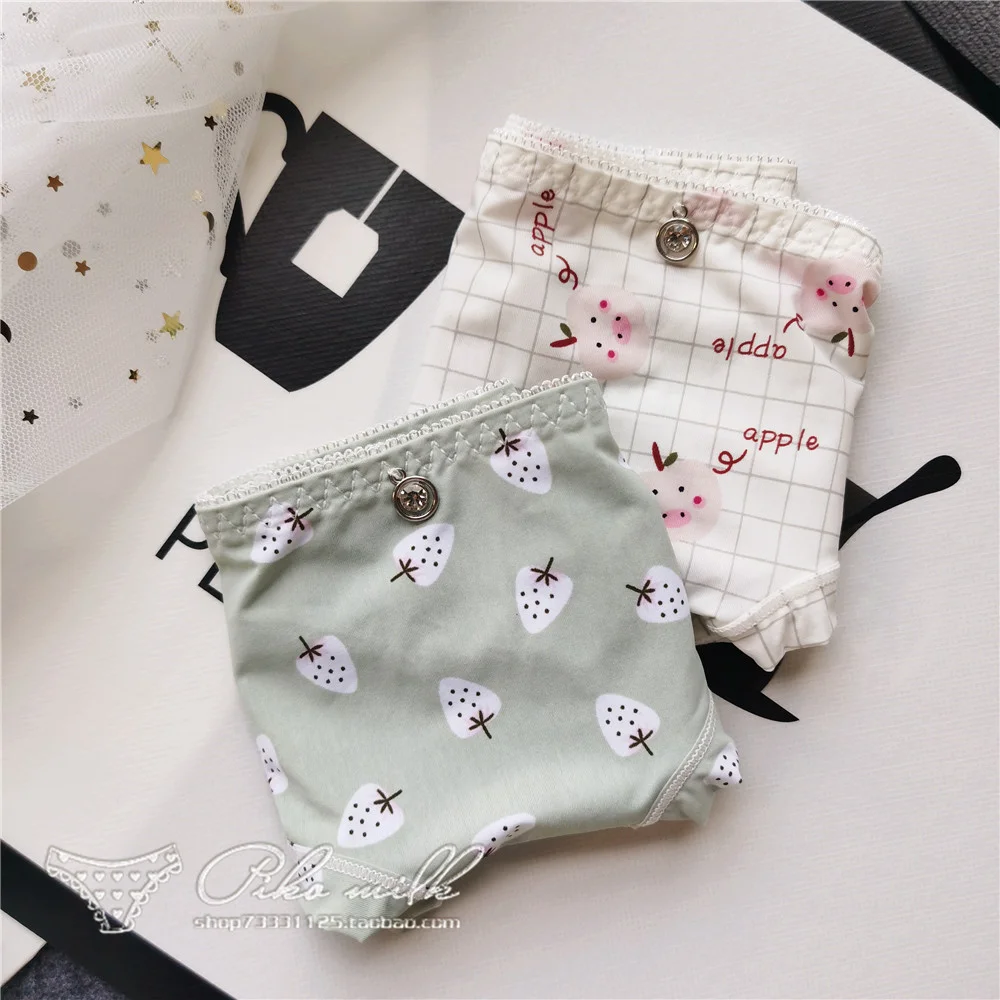 Ice Silk Print Panties For Girl Diamond Low Waist Cartoon Cute Women\'s Underwear Sweet Sexy Lingerie Cotton Seamless Breathable