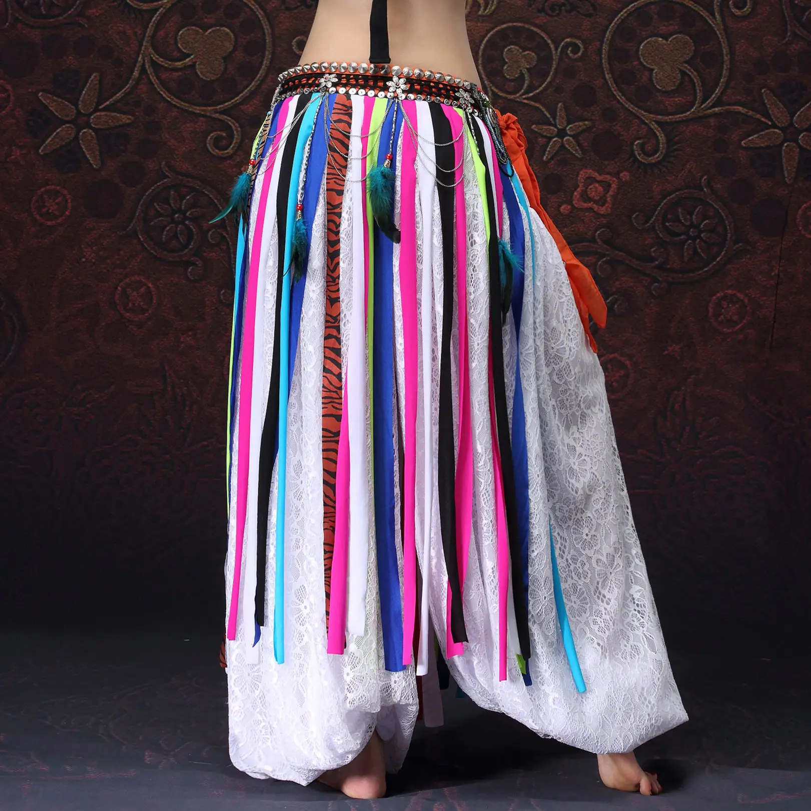 Ropa de danza del vientre de estilo Tribal ATS moderno para mujer, accesorios de disfraz, bombachos de baile gitano, pantalones bombachos huecos