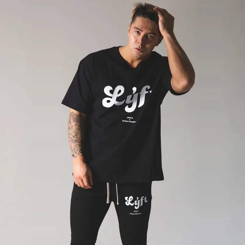 LYFT New Running T Shirts Men Bodybuilding Joggers Gym Clothing Cotton Fitness Long Sleeve T Shirt Sport Shirt Men