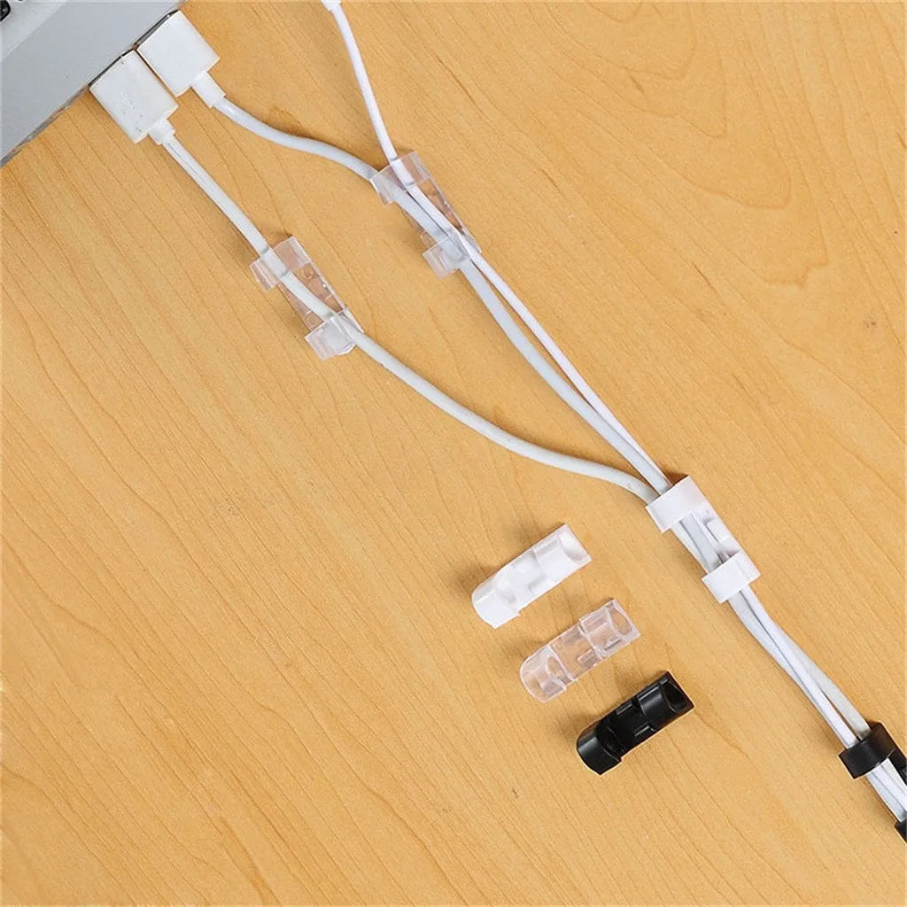 16/20PCS Self-adhesive Wire Organizer Line Cable Clip Buckle Clips Ties Fixer Fastener Holder Data Telephone Line Winder Sleeve