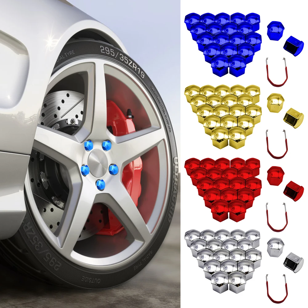 20Pcs Car Wheel Nut Caps Auto Hub Screw Cover 17mm 19mm 21mm Bolt Rims Exterior Decoration Special Socket Protection Dust Proof