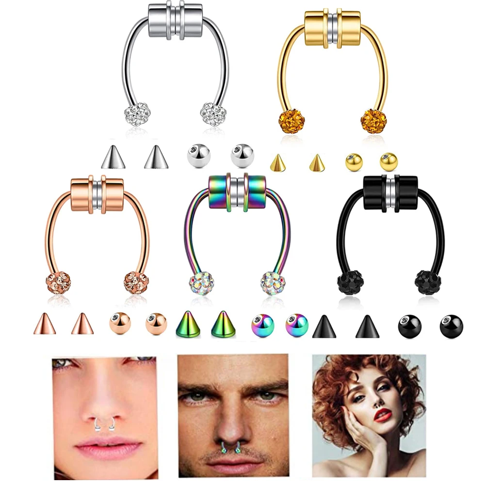 Magnetic Septum Nose Ring Fake Nose Ring Horseshoe Stainless Steel Faux Nose Septum Rings