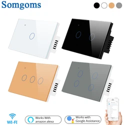 Somgoms WiFi Smart Light Touch Switch Remote Control Smart Life/Tuya App Control,Alexa Google Home Voice Control US 2/3 Way