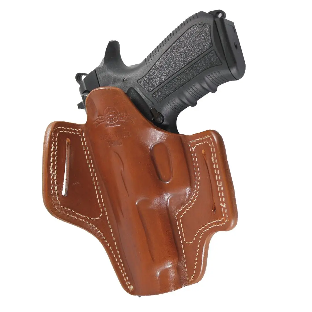 YT HOBBY Ruger LC9 Lazer Handmade Pancake Style Leather OWB Carry Two Slot Fast Draw Pistol Firearm Gun Holster