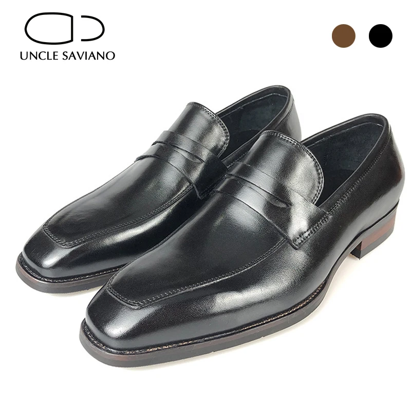 

Uncle Saviano Solid Loafer Wedding Dress Men Shoes Fashion Original Genuine Leather Shoe Best Designer Luxury Handmade Men Shoes