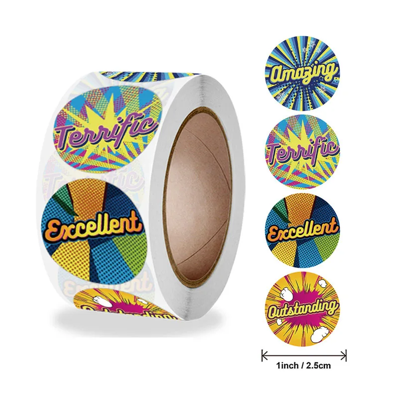 500pcs Teacher Reward Student Sticker English Cartoon Animal Pattern Fun Encourage Birthday Gift Label Stationery Sticker