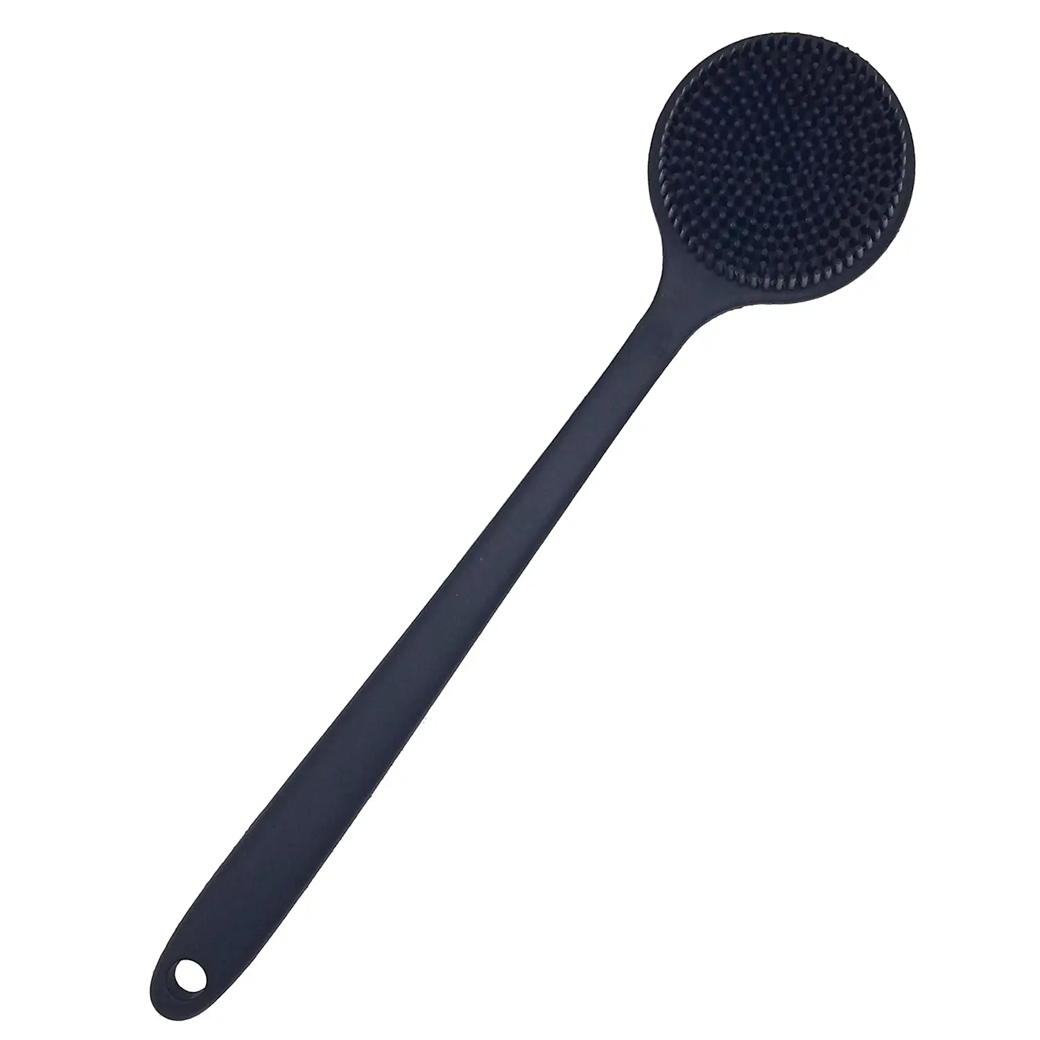 Soft Silicone Back Scrubber Shower Bath Body Brush with Long Handle, BPA-Free, Hypoallergenic, Eco-Friendly (Black)