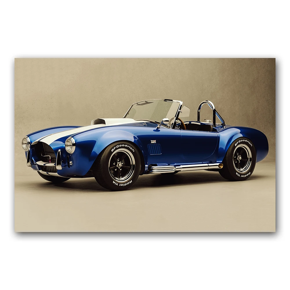 Shelby Cobra 427 klassische Supercar-Poster und Drucke, Wandkunst, Leinwandgemälde mit Rahmen für Raumdekoration