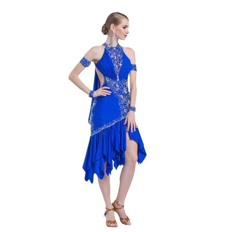 L-16122 Custom latin dance dress, Latin dance costumes adult stick drill sexy backless dance dress latin competition dress