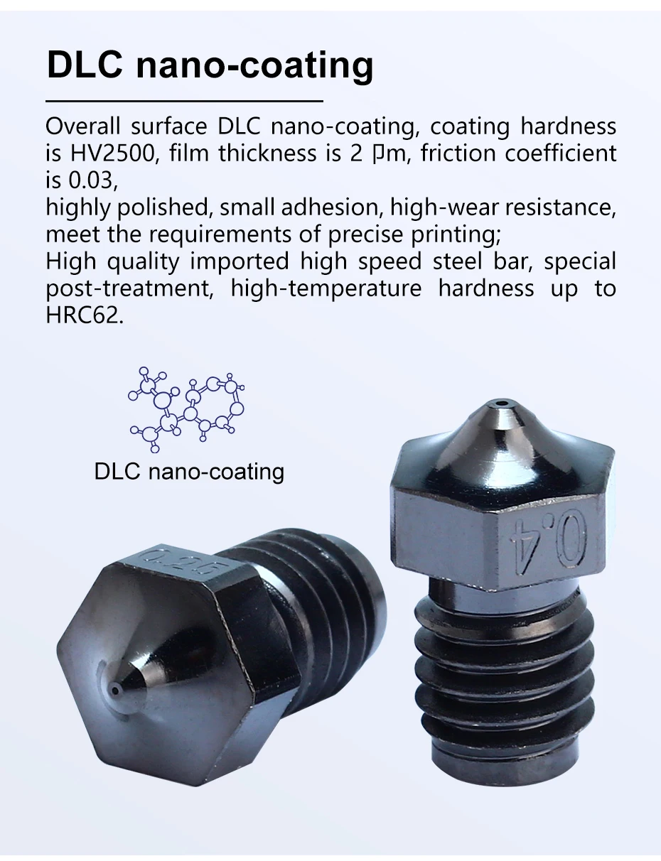Trianglelab V6 DLC Düse aus gehärtetem Stahl, Nano-Beschichtungsdüse für Dragonfly Dragon Hotend V6 Hotend Matrix Extruder DDB – Detail 7
