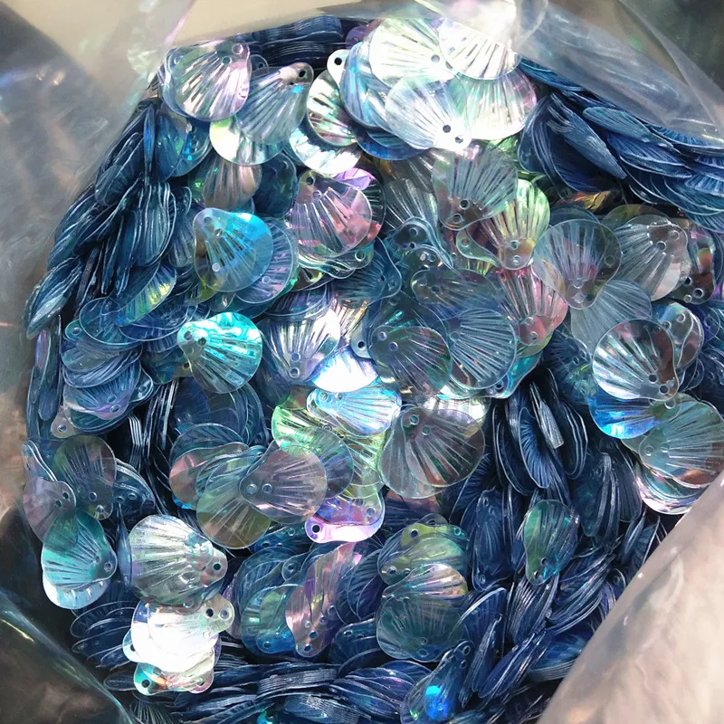 50g/Lot 13mm Shell Sequins Blue AB With 2 Holes Sewing DIY Mermaid Dress Clothing Model A