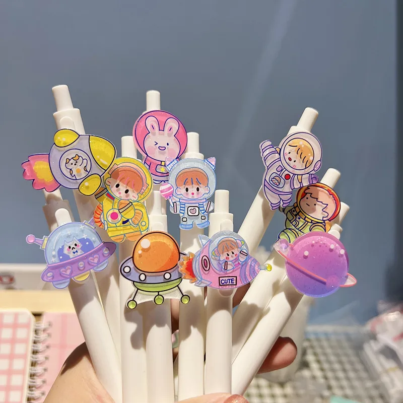 10 Pcs Stationery Kawaii Gel Pen School Office Supply Novel Creative space astronauts Glitter Recreation Cute Gel Pen