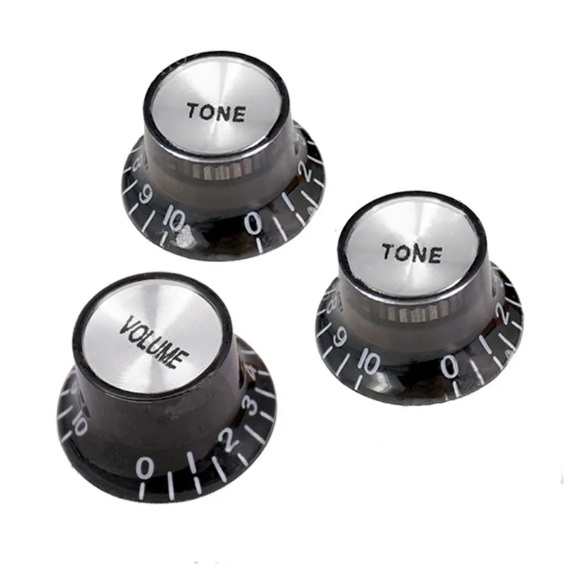 4 Stück/Set Schwarze Kunststoff-Gitarren-Lautstärkeregler-Kappen Potentiometer-Kappen Musikinstrumente Großhandel – Detail 1
