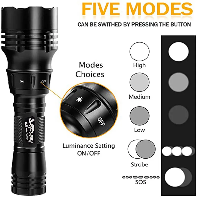 TMWT 2000LM XM-L2 LED Diving Flashlight 5Modes Professional Scuba Torch 18650 IPX8 Diving Light Underwater 80 Meters