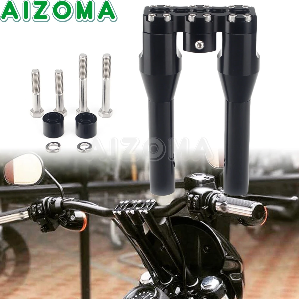 6'' 7'' 8'' 9'' Black Motorcycle Handlebar Fat Bar Riser 1-1/8