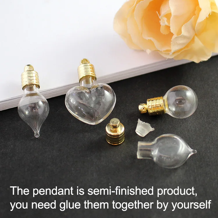 10PCS Name on Rice Pendant 6MM Glass Vials For Rice Jewelry Tiny Name Pendant Mother\'s Day Gift Necklace for Mom Write On Rice