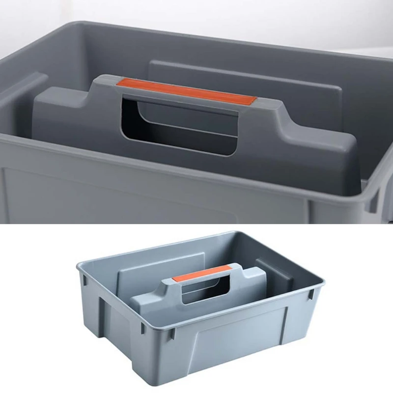 2 Dividers Tool Storage Box Portable Plastic Hardware Toolbox with Handle for Home Kitchen Living Room