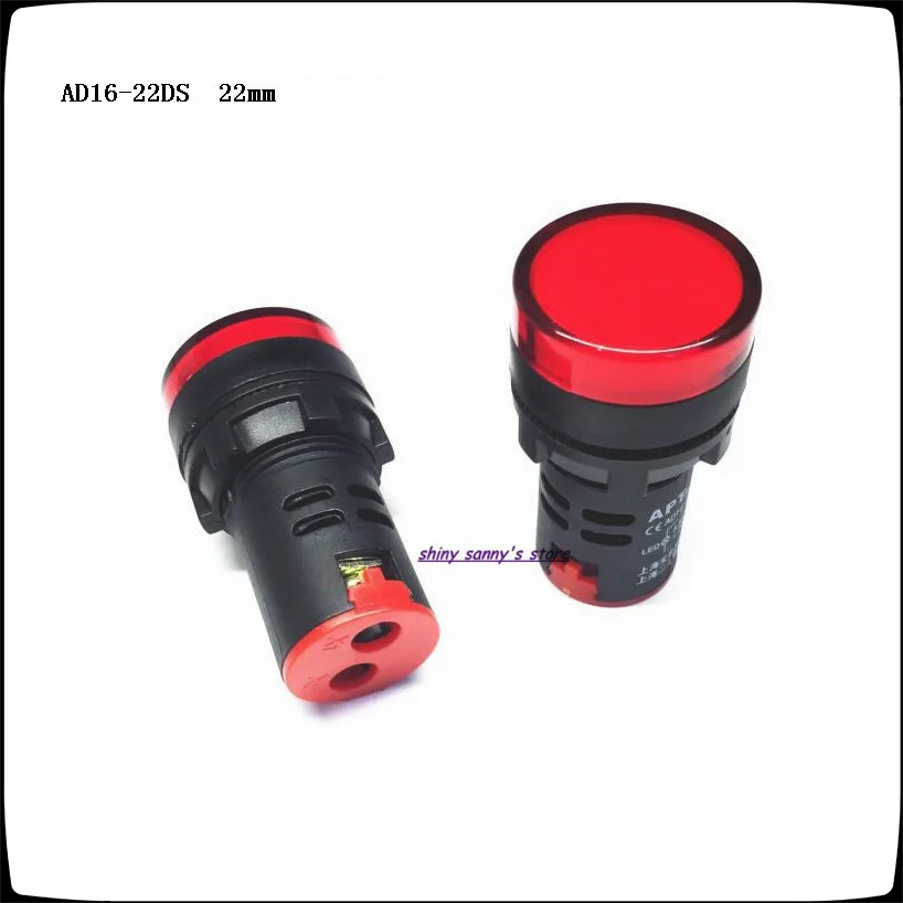 10Pcs/Lot AD16-22DS 22mm Diameter Red AC/DC 12V , 24V , 36V , 110V , AC220V Panel Mount LED Power Indicator Lights Signal Lamp