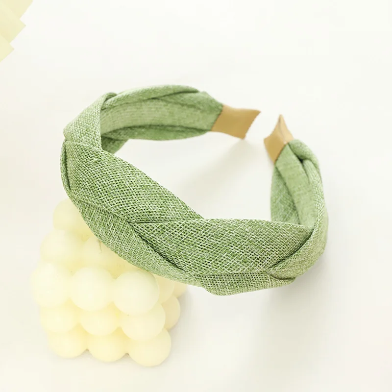 Sommer Neues Stirnband, Elegantes Breitkrempiges Damen-Haarband, Einfaches Einfarbiges Stoff-Kreuzgeflecht-Haarband – Detail 9