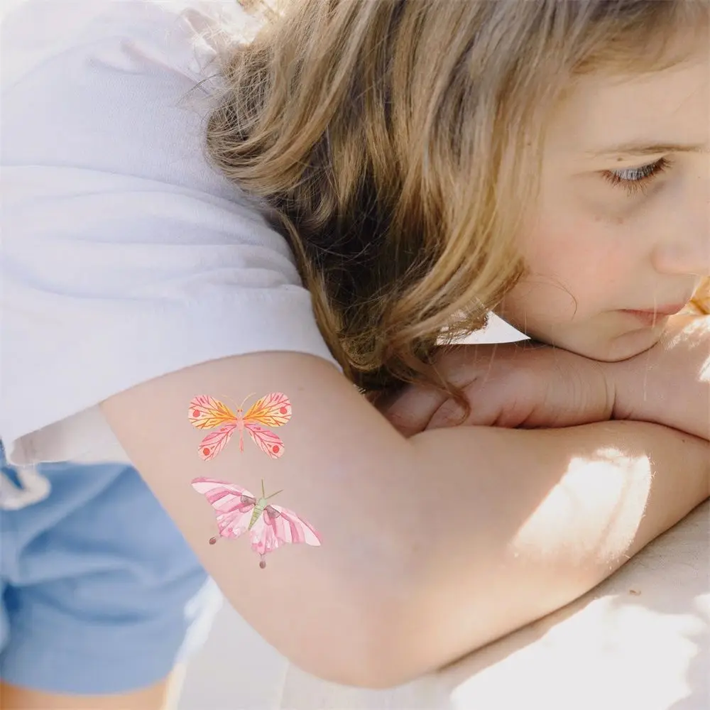 Tatuagem Temporária Falsa Borboleta para Crianças, Padrão Bonito Impermeável, Suprimentos Favor, Meninos, Meninas, Crianças, Criança, Adolescentes